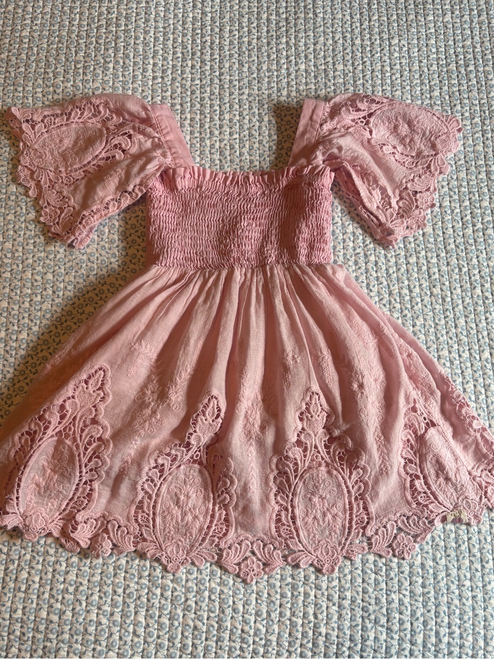 Cheeky Plum Pink Smocked Lace Dress 4T